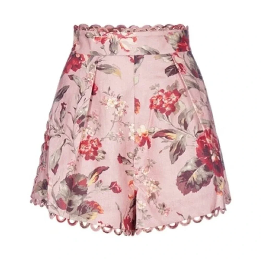 ZIMMERMANN Cassia scallop shorts in floral musk size 1